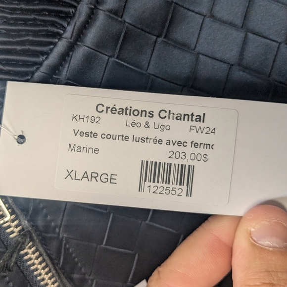 NWT ! LEO & UGO Gina Jacket Navy Blue Glossy Size 5 = XL Perfect For Fall ! - Picture 6 of 16